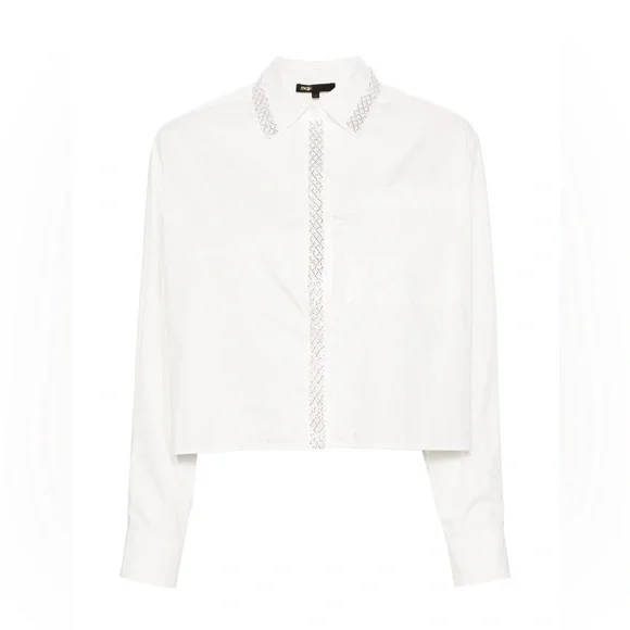 NWOT MAJE Bead-embellished Cropped Shirt in Cotton
